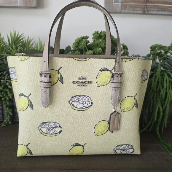 Coach Mollie Tote/Crossbody Lemon Print Coated Canvas With        Wristlet-NWT - Picture 3 of 16